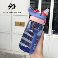 480 ml cute child water bottle water cup leak proof with straw high quality plastic school outdoor drinking bottle training cup