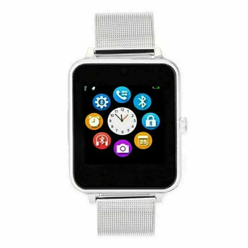 Серебристый PYMH из нержавеющей стали Bluetooth GSM сим Смарт часы Z60 для samsung iphone Android - Цвет: Серебристый