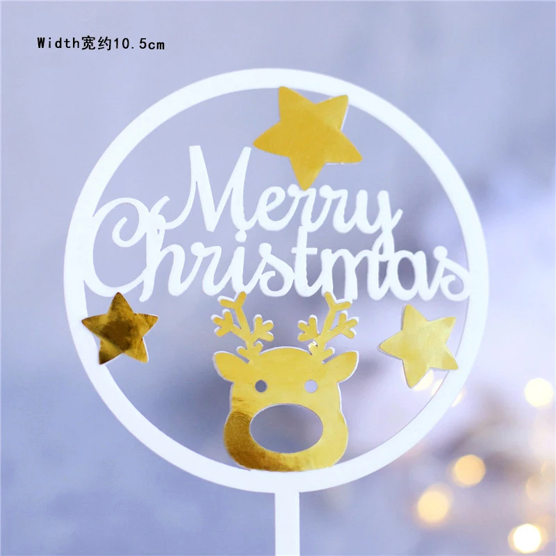 2pc christmas D Золотые серебристые, лазерные лося Счастливого Рождества торт Топпер Замороженные вечерние Акриловые Поддельные украшение в виде хлопьев снега для приспособление для выпечки подарок любви - Цвет: 2pc christmas D