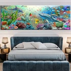Большая, Алмазная мозаика, морской дельфин, рыба, алмазная картина, полная Алмазная вышивка, подводный мир, подарок YG2582