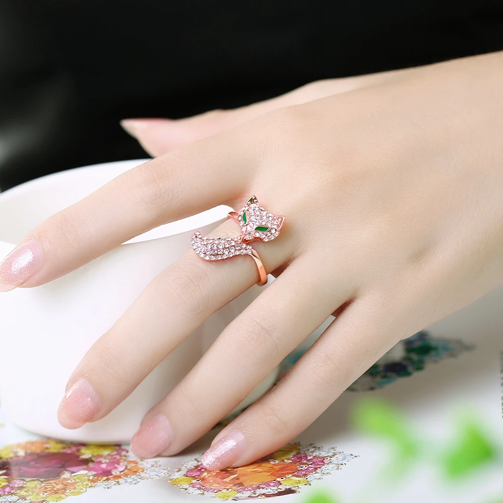 INALIS лисы с покрытием из розового золота кольца для женщин стразы Индивидуальные