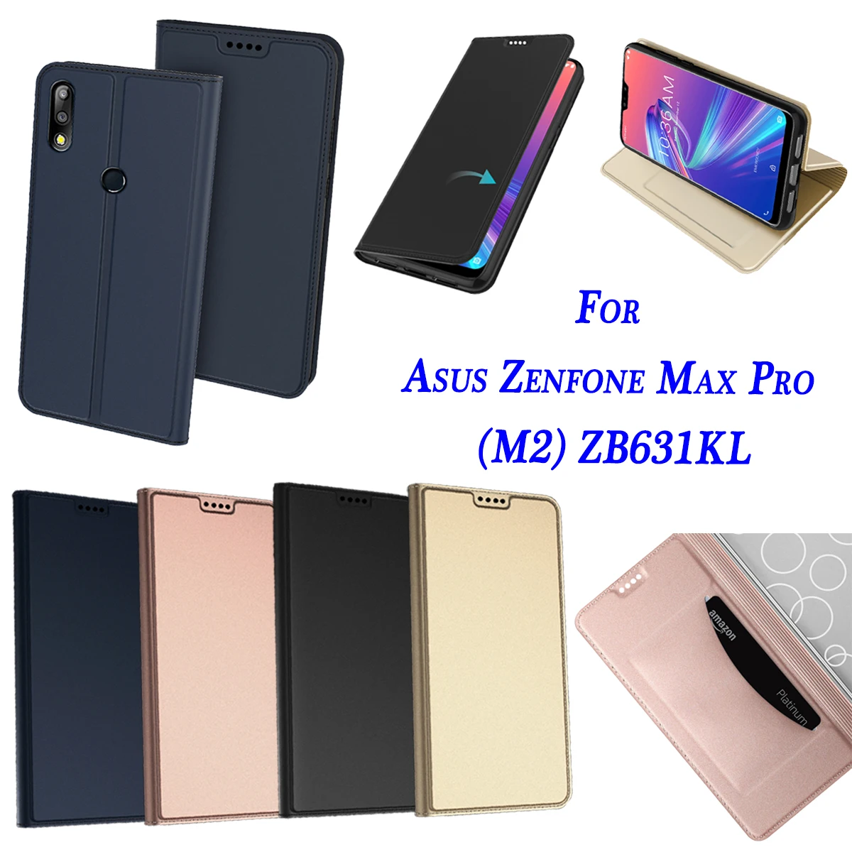 Чехол для телефона Asus Zenfone Max M2 ZB633KL из искусственной кожи с отделением карт