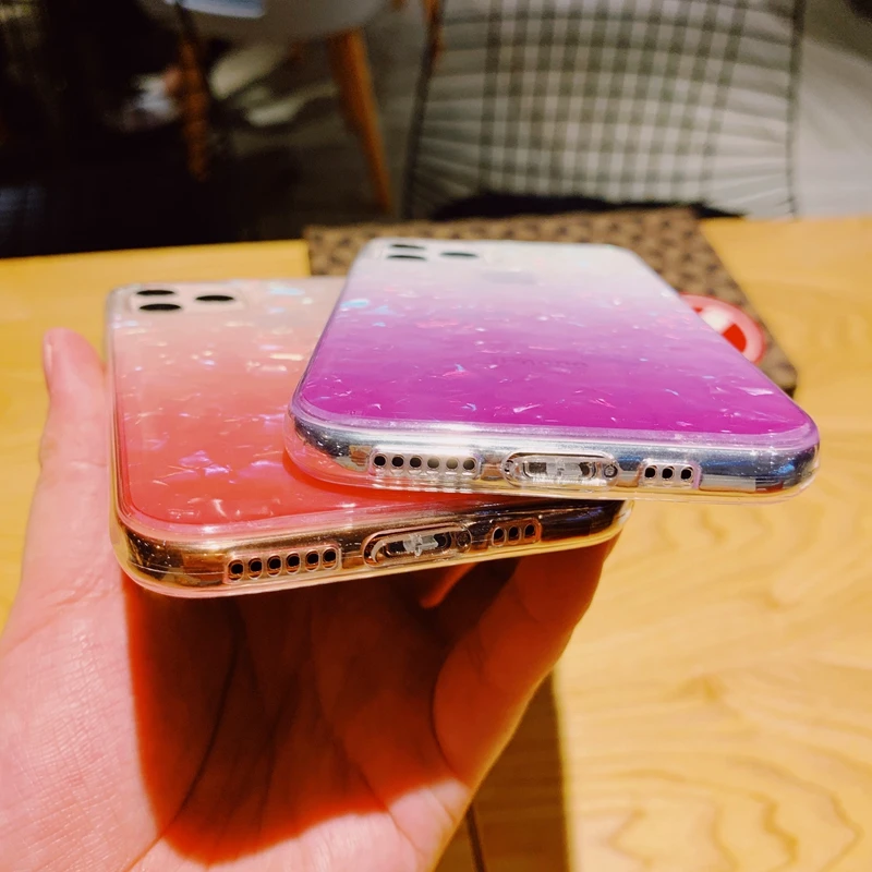 Для iPhone 6 6s 7 8 Plus 10 X XS XR 11 Pro Max Gradient Pearl marble Радужное покрытие из мягкого силикона с