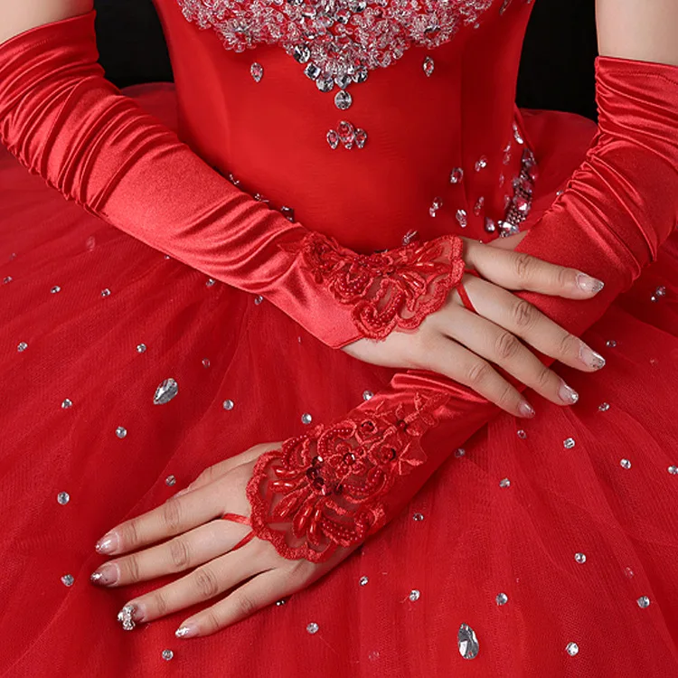 

Fingerless wedding gloves black long bridal gloves lace gloves performance gloves fingerless wrinkles red