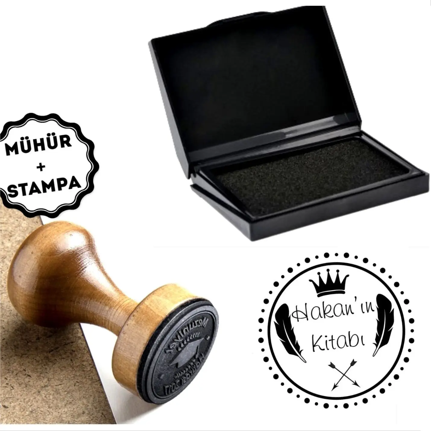 

Personalized Name Written Wood Book Seal-A404