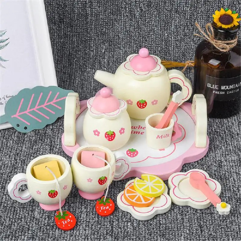 Игрушки для девочек имитация деревянных кухонных игрушек розовый чайный набор