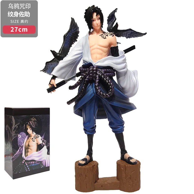 

Anime Naruto Boruto Crow Curse Seal Tattoo Uchiha Sasuke Action Humanoid Standing Model Toy Box Children Gift Collection Unisex
