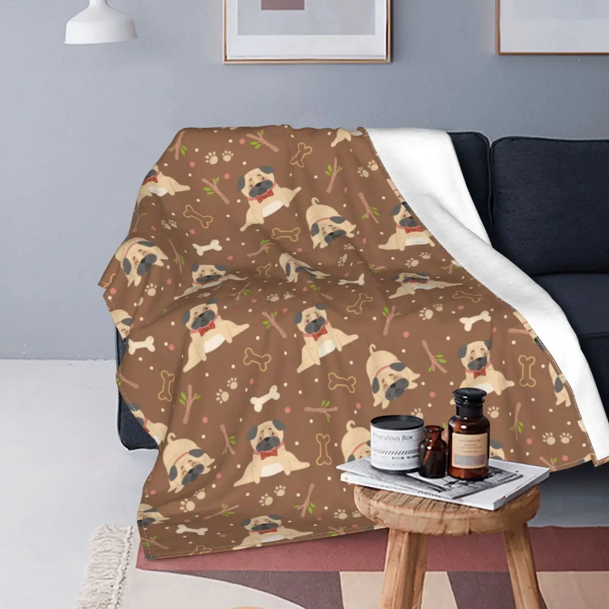 

Одеяло в виде французского бульдога, флисовое многофункциональное легкое тонкое покрывало с принтом животных для дивана, дорожное плюшево...