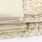 Бусины из АБС-пластика без отверстий для изготовления ювелирных изделий, круглые жемчужины насыпью, цвета слоновой кости, 2345681012141618 мм, 10-1000 шт.