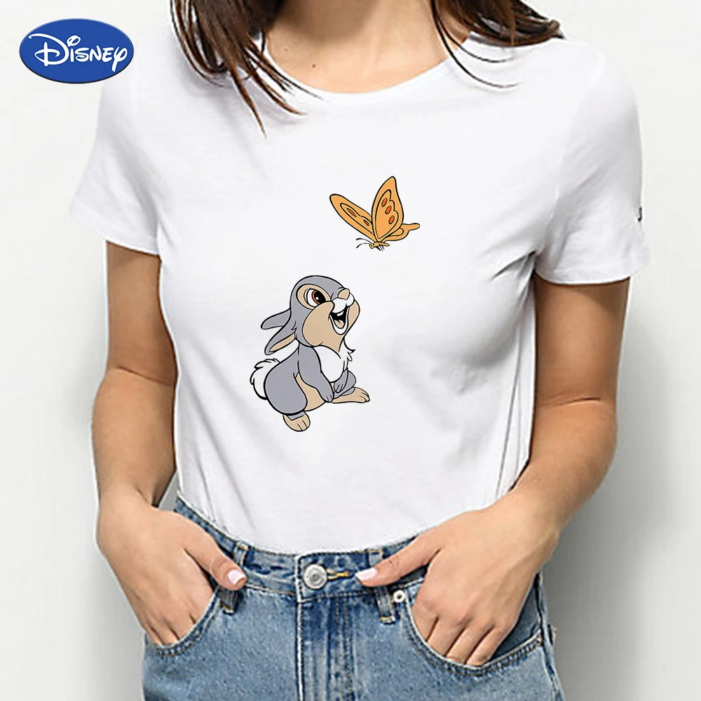 

Disney Bunny and Butterfly Best Friends T Shirt Harajuku Short Sleeve Family Look Casual Funny White Summer Top Tshirt Femme