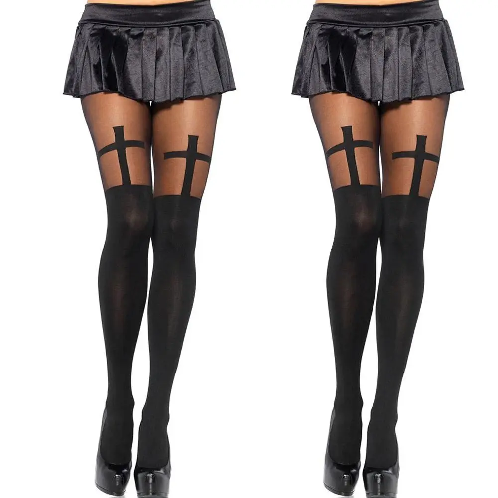 Новые пикантные Для женщин бесшовные колготки непрозрачные с принтом в виде