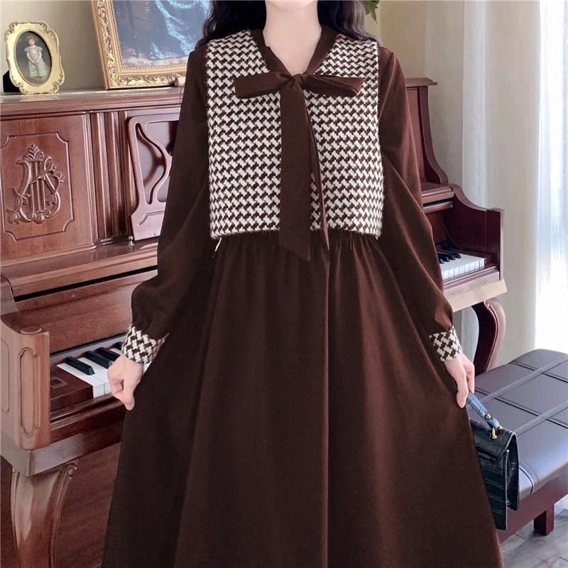 New Large Size Women's Clothing Underwear Long Dress Retro French Autumn and Winter Vest Two-Piece DressRachel | Женская одежда