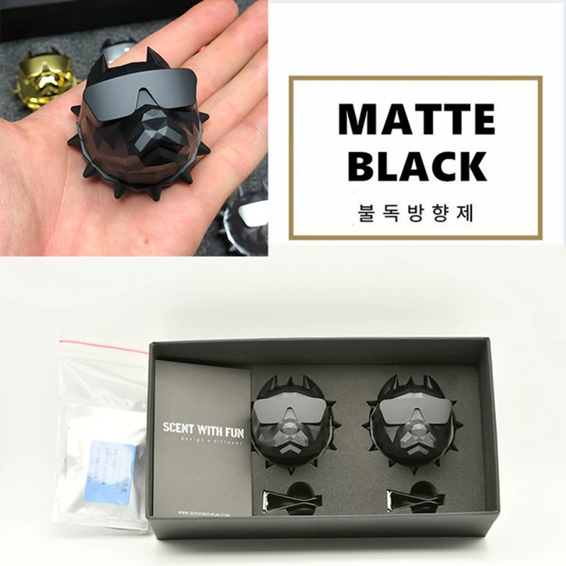

New 2 PCS Car Air Freshener Creative Bulldog Gift Box Perfume With Magnet Car Decoration Good Smell Bulldog Fragrance Diffuser
