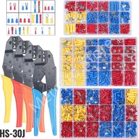 1200720300pcs insulated cable connector electrical wire crimp spade butt ring fork set ring lugs rolled terminals assorted kit