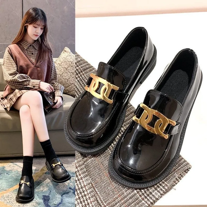 

New Embroider Japanned Leather Shoes Woman Lace Up Round Toe Derby Shoes Big Toe British Creepers Brogure Flats for Women shoes