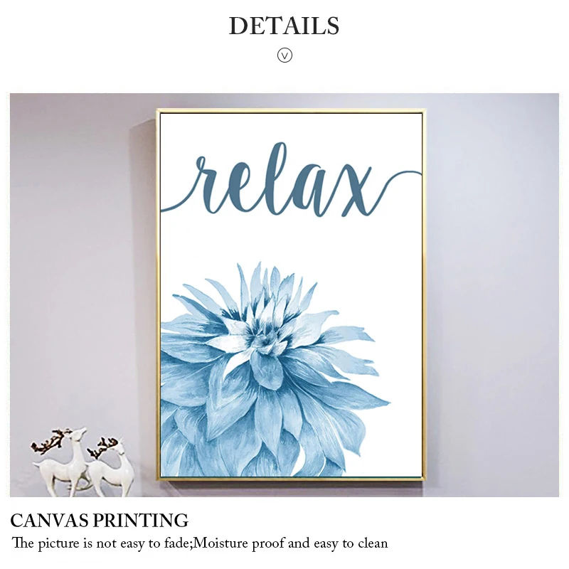 

Blue Plant Posters And Prints Ink Blue Indigo Leaves Canvas Painting Plant Illustration Minimalist Canvas Art Wall Home Decor