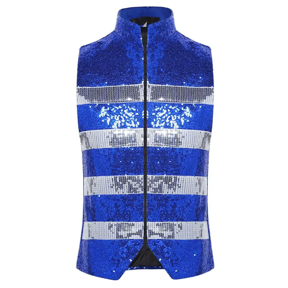 Мужской жилет с блестками и отворотом одной пуговицей для сцены приталенный