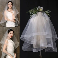 1 5 m retro elegent wedding headdress accessories simple single layer ribbon edge white woman lace bridal wedding veil