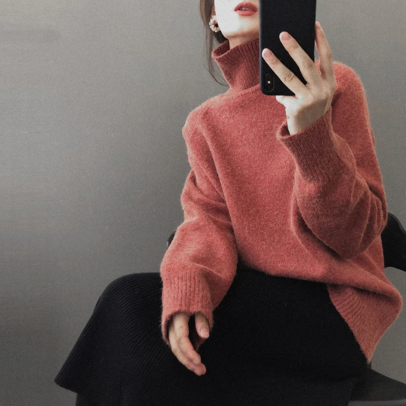 

2021 модный свитер Ms Boss оверсайз шерстяной Теплый пуловер осень-зима кашемировый свободный свитер с длинным рукавом