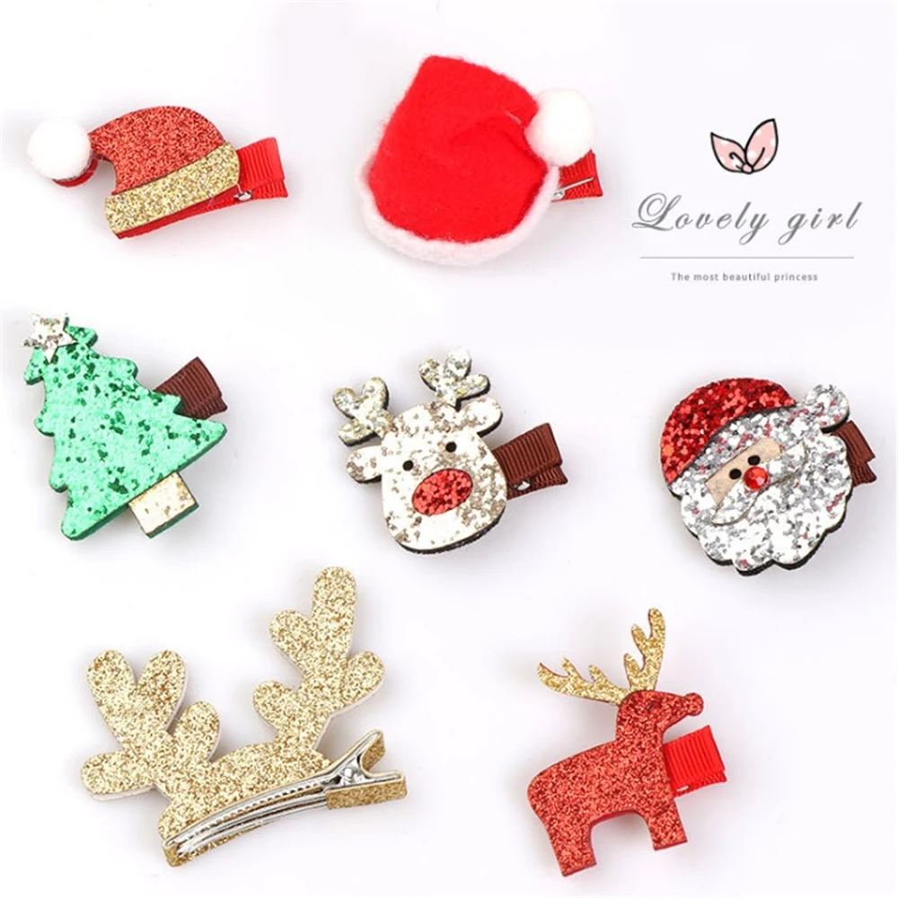 Christmas Decorations Cute Hair Clips for Baby Girls Santa Claus Xmas Decor New Year 1Pc | Мать и ребенок