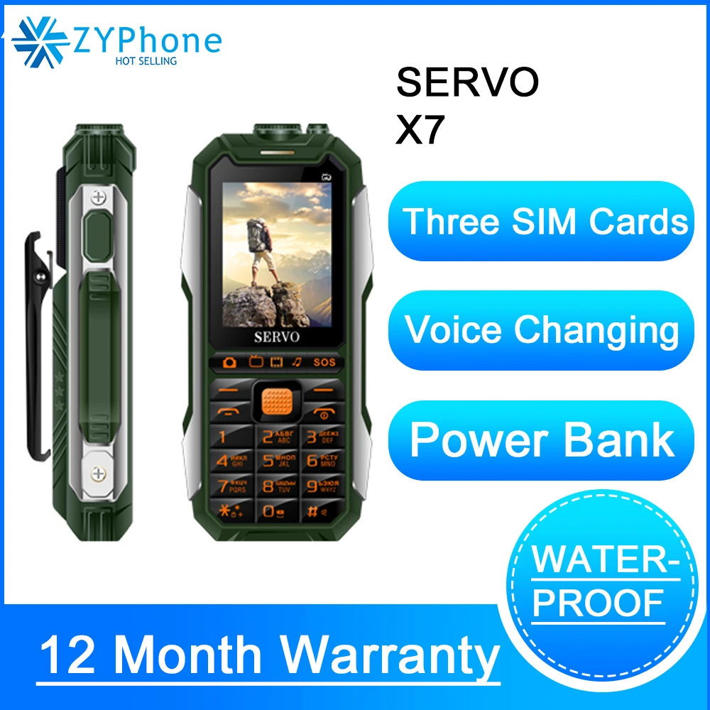 SERVO X7 мобильный телефон 3 SIM карты 2 4 &quotантенна аналоговый ТВ изменение голоса