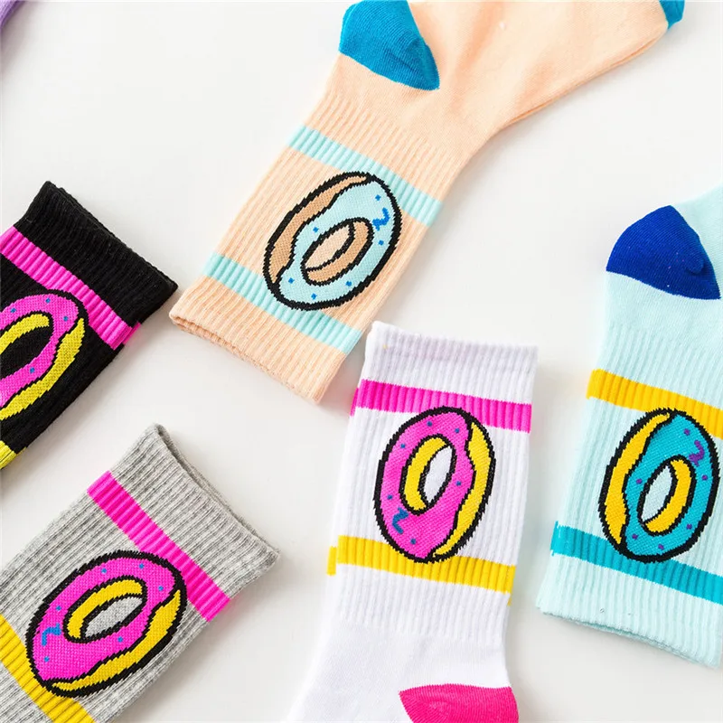 Новинка Разноцветные забавные носки с принтом в стиле Харадзюку мягкие теплые
