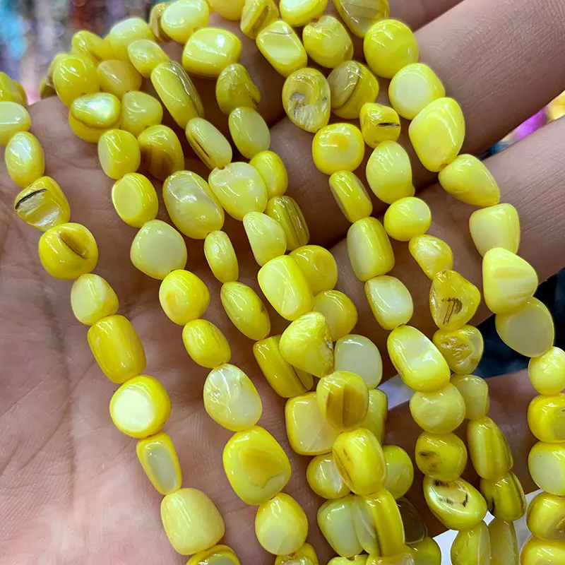 yellow Браслет из прородного белого камня, цветной краситель 5-8 мм, гравийная форма, бисер для самостоятельного изготовления ювелирных изделий, браслет, ожерелье из нескольких нитей 15,5'' - Цвет: yellow
