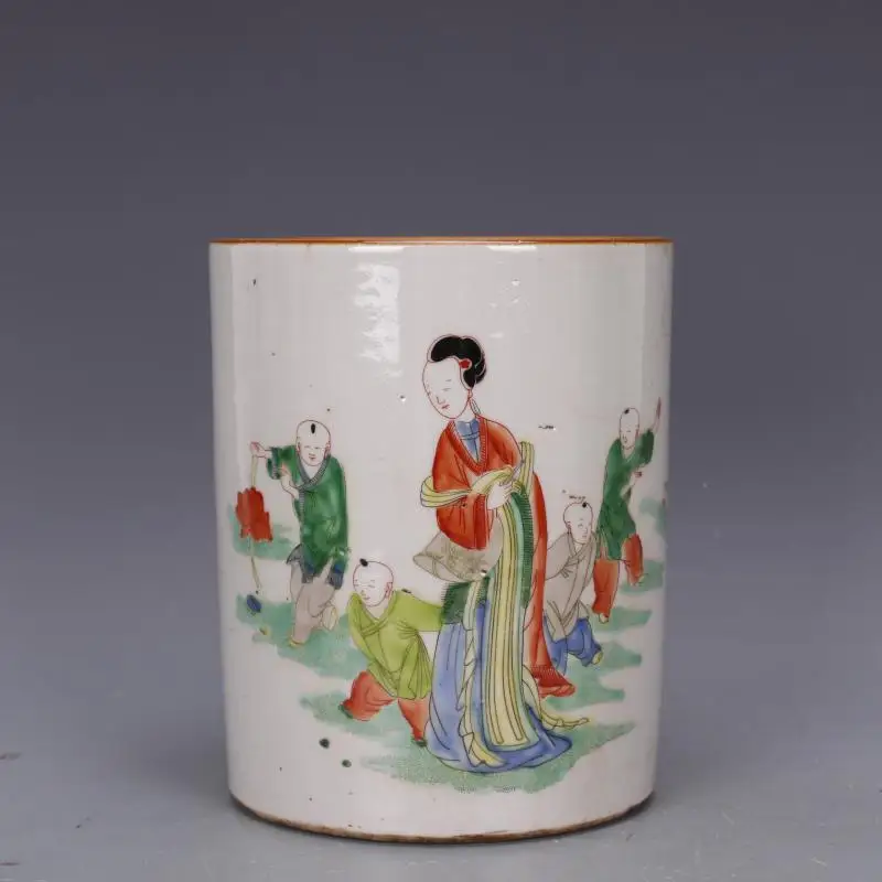 

Фигурка-держатель для ручек Kangxi с династией Цин, старину, в китайском стиле, для кабинета, фарфоровое украшение, античное украшение