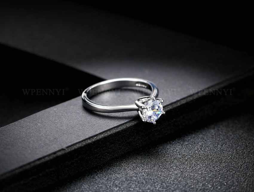Высокое качество супер 3.5ct обручальные Серебряные Кольца цвет 10 мм сверкающий прозрачный кубический цирконий Кристалл Женское Обручальное кольцо