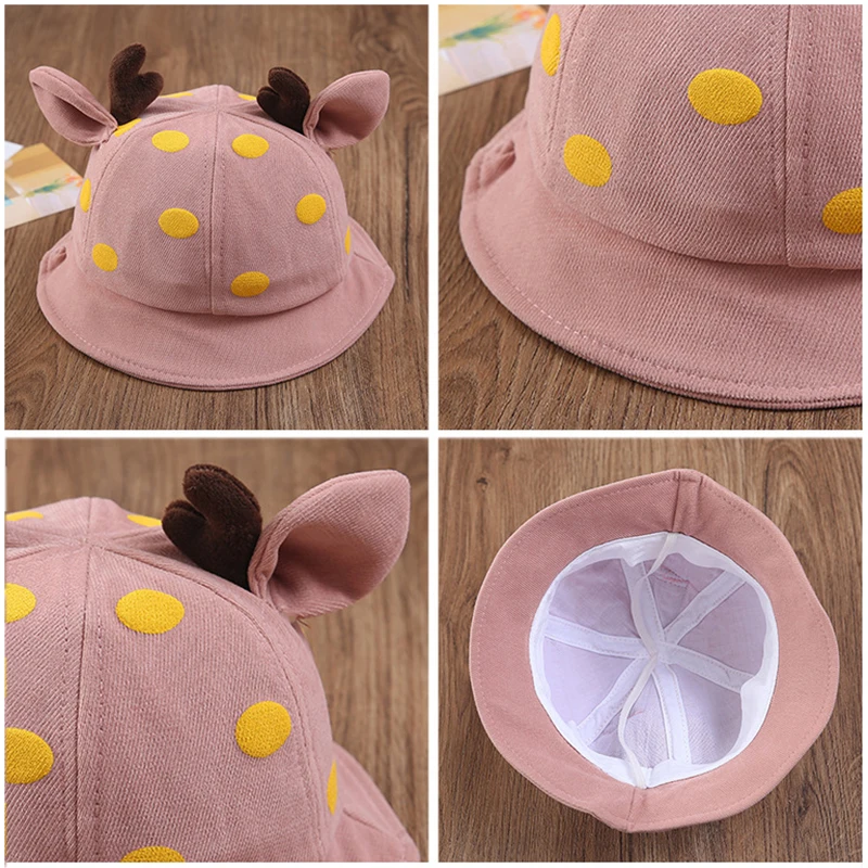 

Korean Kids Bucket Hat 3D Cute Cartoon Boy Girl Christmas Hat Winter Corduroy Cotton Bunny Hat Round Top Sunscreen Fisherman Cap
