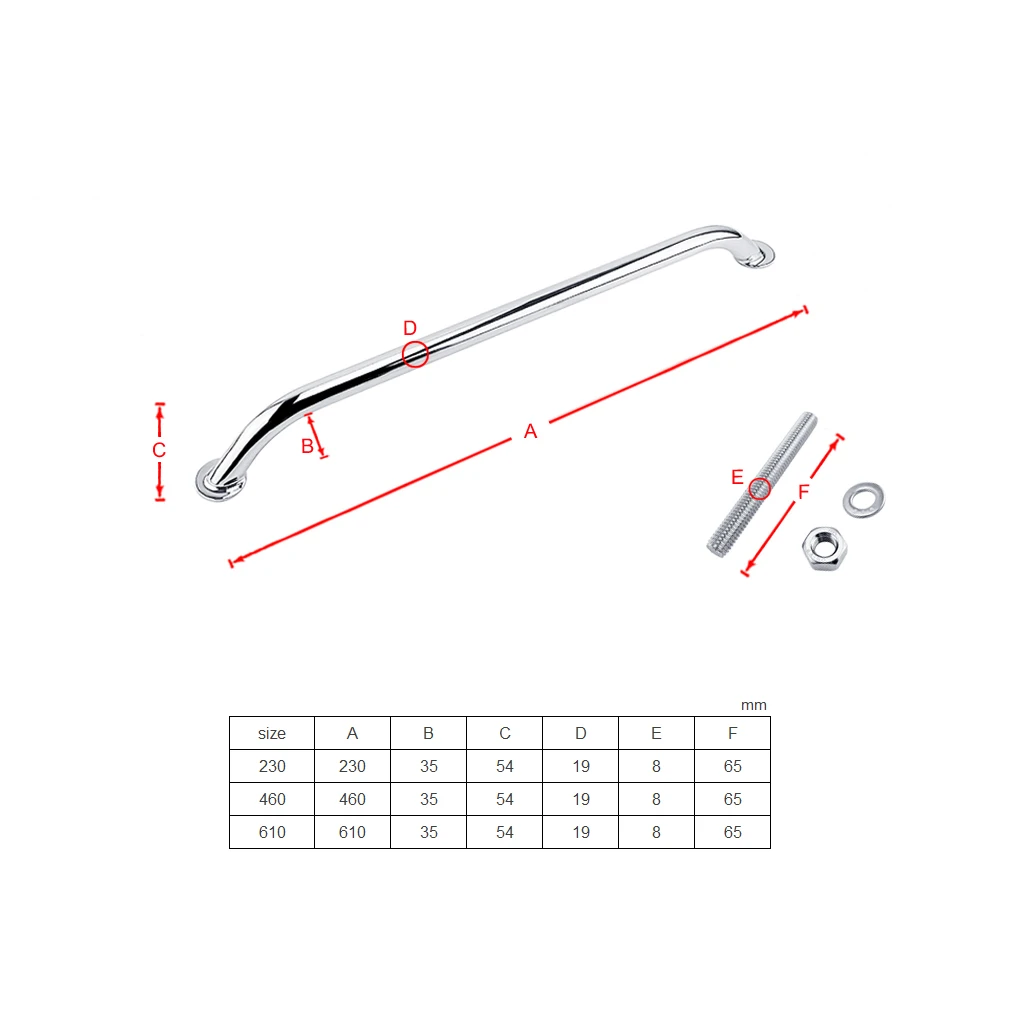 

2X Marine Grade SS 316 Grab Handle Door Handrail Grip Rail Grab Bar Handle with bolt Boat Hatch Yacht Marine Bathroom Hardware