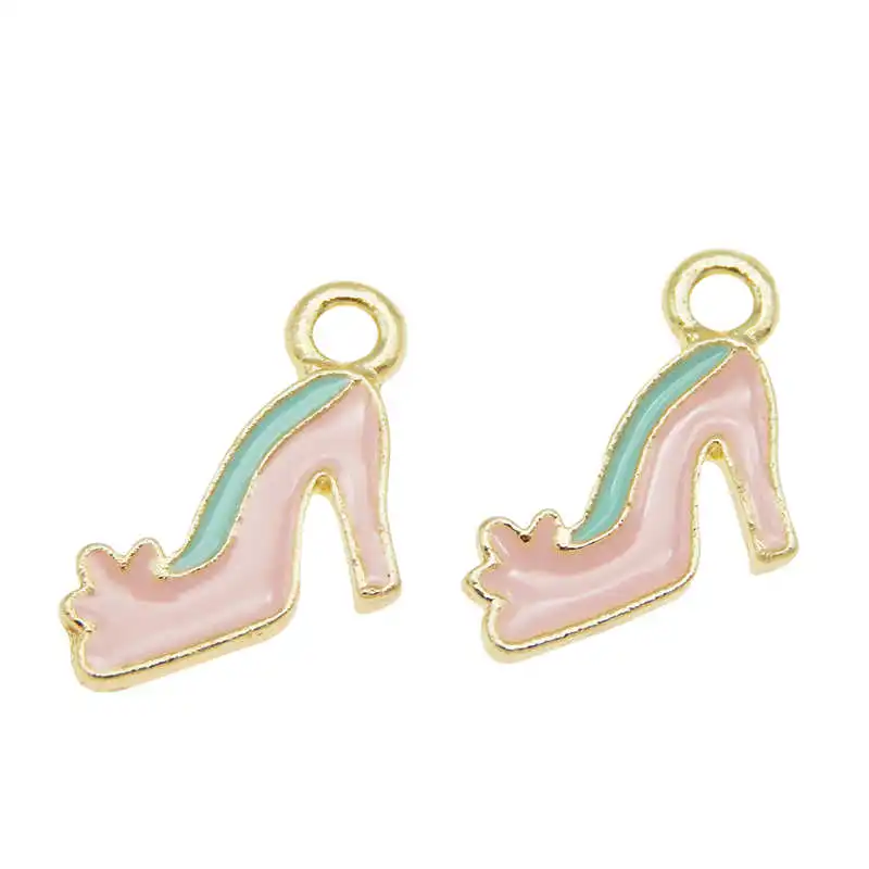 Julie Wang 6 шт. эмалированная розовая высота искусственная маленькая обувь цинковый