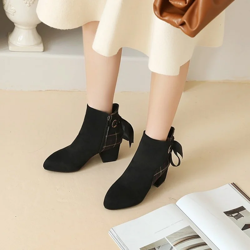 FXYCMMCQ British Wind Size 35-43 Thin Short Boots Thick with Elegance for Women's Shoes In Winter 0885-2