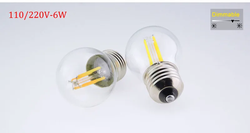 E27 лампа G45 светодиодный нить 2W 4W 6W 8W G45 Ретро Стекло Edison 220V лампы Замена лампы накаливания световые люстры
