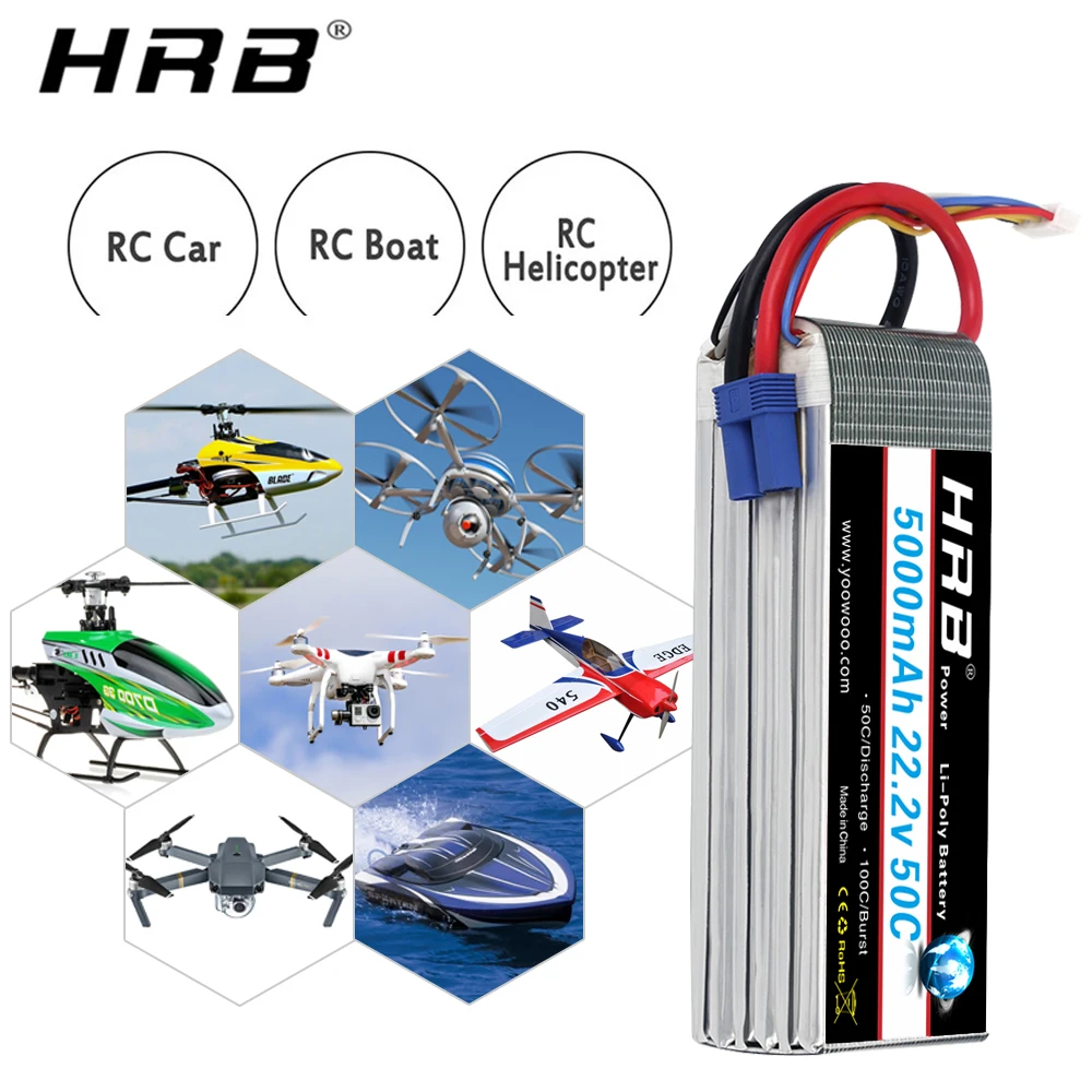 2 шт hrb 6s lipo аккумулятор 222 в 5000 мач ec5 ра