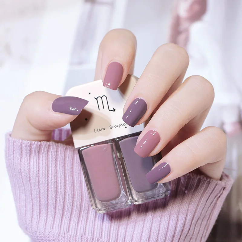 Two Bottles 6ML Set Nails Gel Polish Waterborne Shiny Quick Drying No Bake Nail Combination DIY 2 In 1 Art | Красота и здоровье