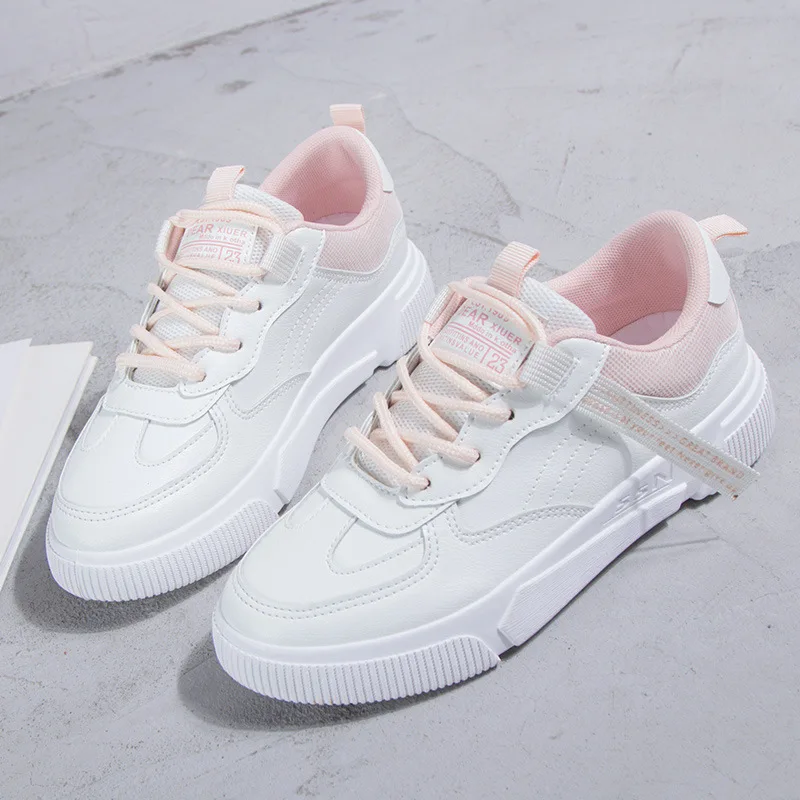 

2021 Women Sneakers Fashion Breathble Vulcanized Shoes Women Pu Leather Platform Shoes Women Lace Up Casual Shoes Woman