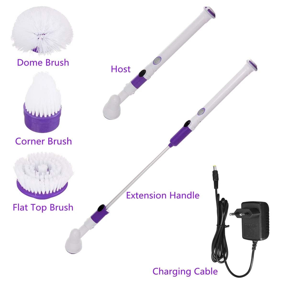 

Electric Spin Scrubber Turbo Scrub Cleaning Brush Cordless Chargeable Bathroom Cleaner with Extension Handle Adaptive Brush Tub