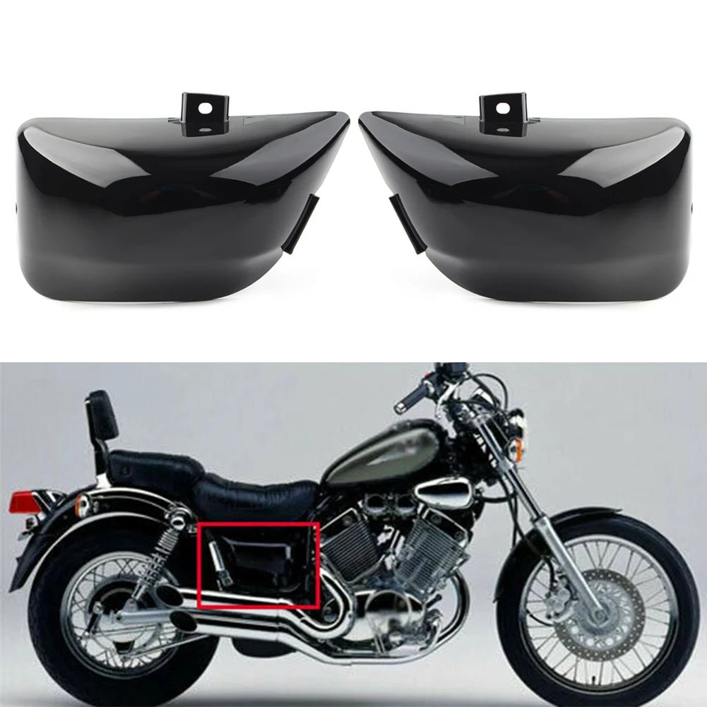1Pair Motorcycle Fairing Side Battery Cover Guard for Yamaha Virago 400 500 535 XV400 XV500 XV535 Gloss Black ABS Plastic