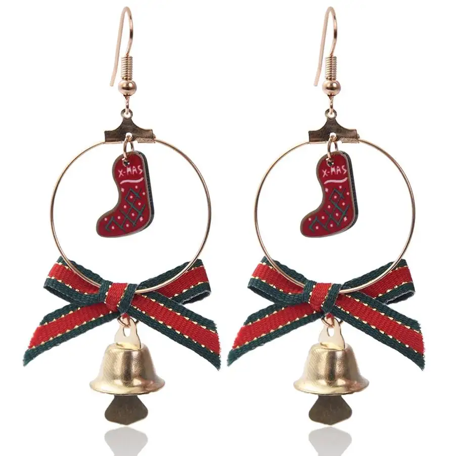 Рождественская Снежинка Jingle Bell Украшение Висячие серьги Модные богемные длинные