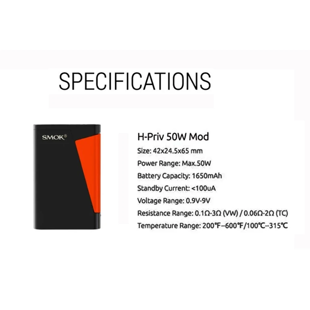 SMOK H-PRIV 50 Вт TC VW Vape мод OLED экран TFV8 детский бак M2 Q2 катушка 510 атомайзер Vape комплект электронная сигарета мод Va