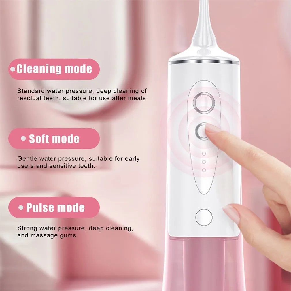 

Oral Irrigator Cordless Water Tooth Dental Flosser IPX7 Waterproof Teeth Cleaner 4 Nozzles 3 Modes Water Jet USB Rechargeable