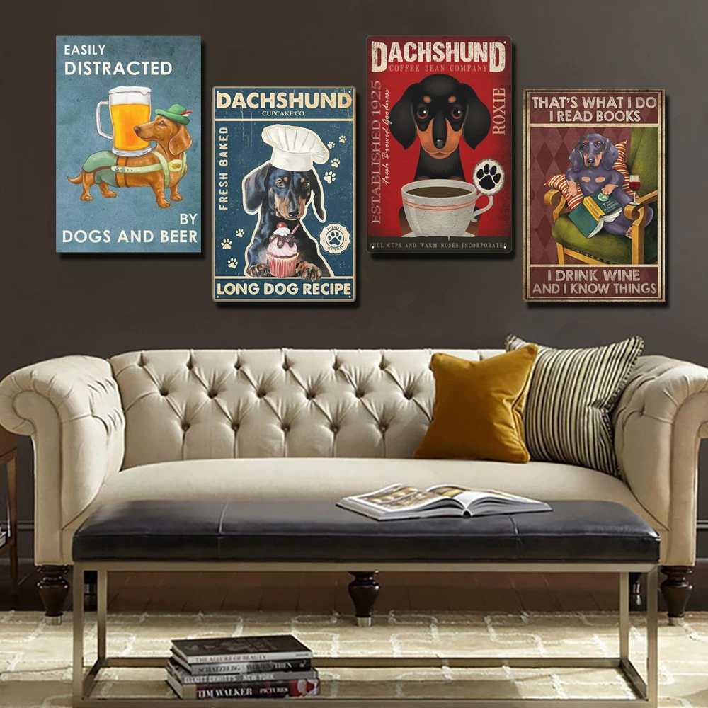 Animal Dog Metal Tin Sign Vintage Poster Decor Pet Shop Living Room Club Retro Signs Bath Soap&ampWine Wall Art Plaque | Дом и сад