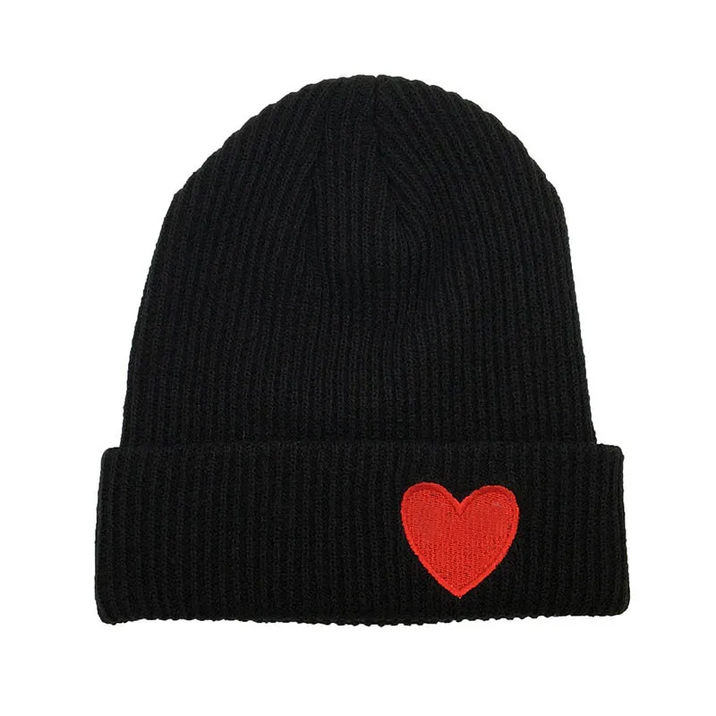 Fashion red Love Embriodery Beanies Women Skullies Knitted Hat Bonnet Cap Men Skiing Warm Caps | Аксессуары для одежды
