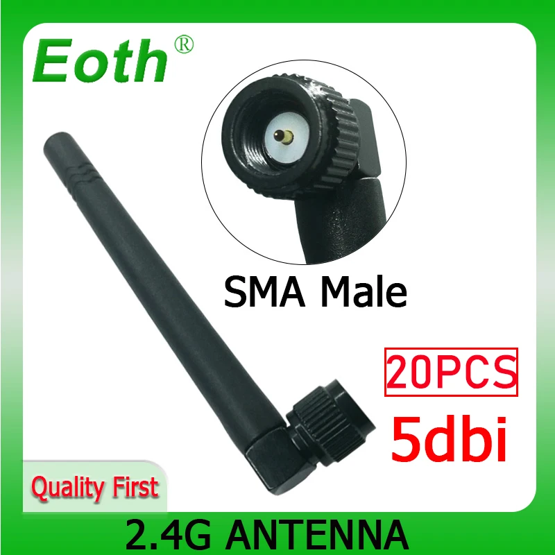 

EOTH 20pcs 2.4g wifi antenna 5dbi sma male wlan 2.4ghz antene pbx iot module router tp link signal receiver antena high gain