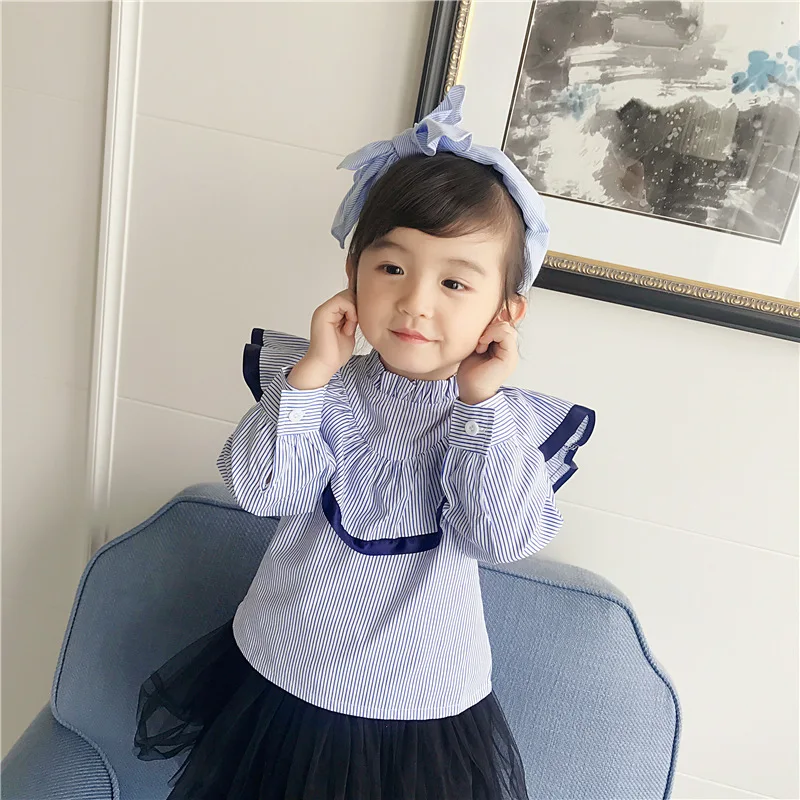 Весенние блузки для девочек детская одежда с оборками дизайнерские Рубашки Топы