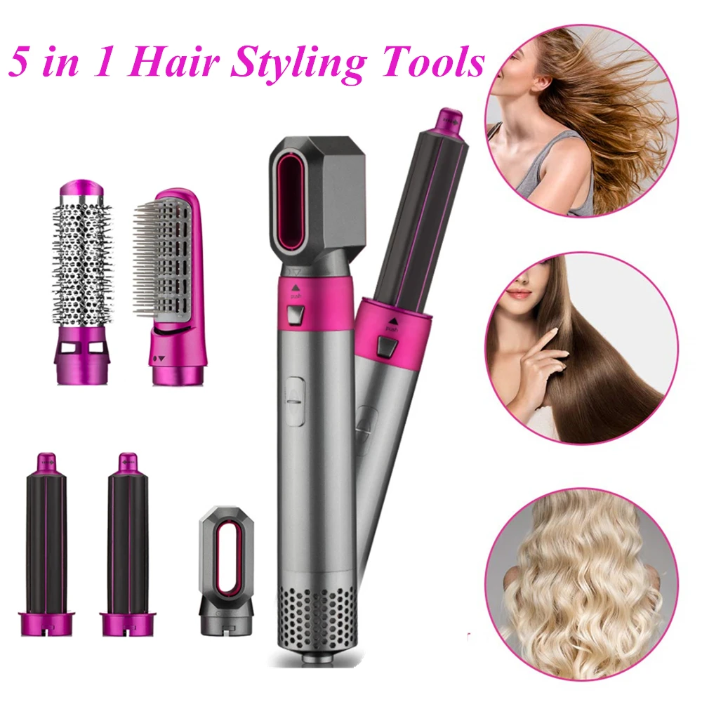 

Air Styler Hair Curling Wand 5 In1 Negative Ion Hair Curler Straightener Electric Blow Dryer Comb Detachable Hair Brush Kit