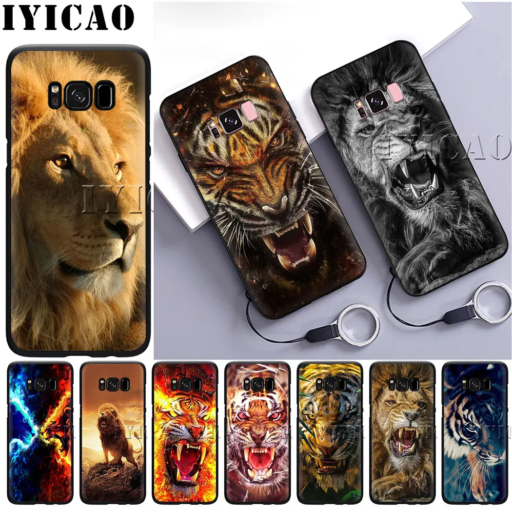 Мягкий силиконовый чехол IYICAO Tiger lion для телефона samsung A3 A5 A6 Plus A7 A8 A9 J6 | Мобильные