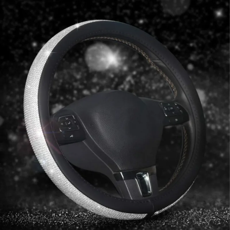Хрустальные стразы автомобильные кожаные чехлы на руль крышка аксессуары для