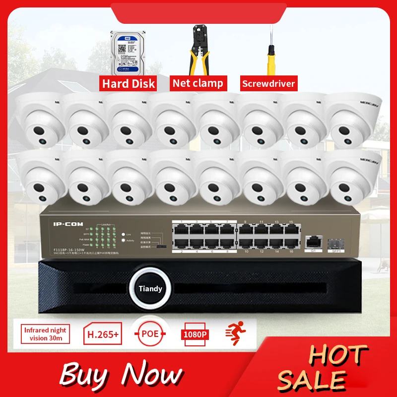 LSVISION H.265 16CH 2MP HD POE NVR Kit наружные IP Камеры CCTV система видеонаблюдения P2P комплект 4